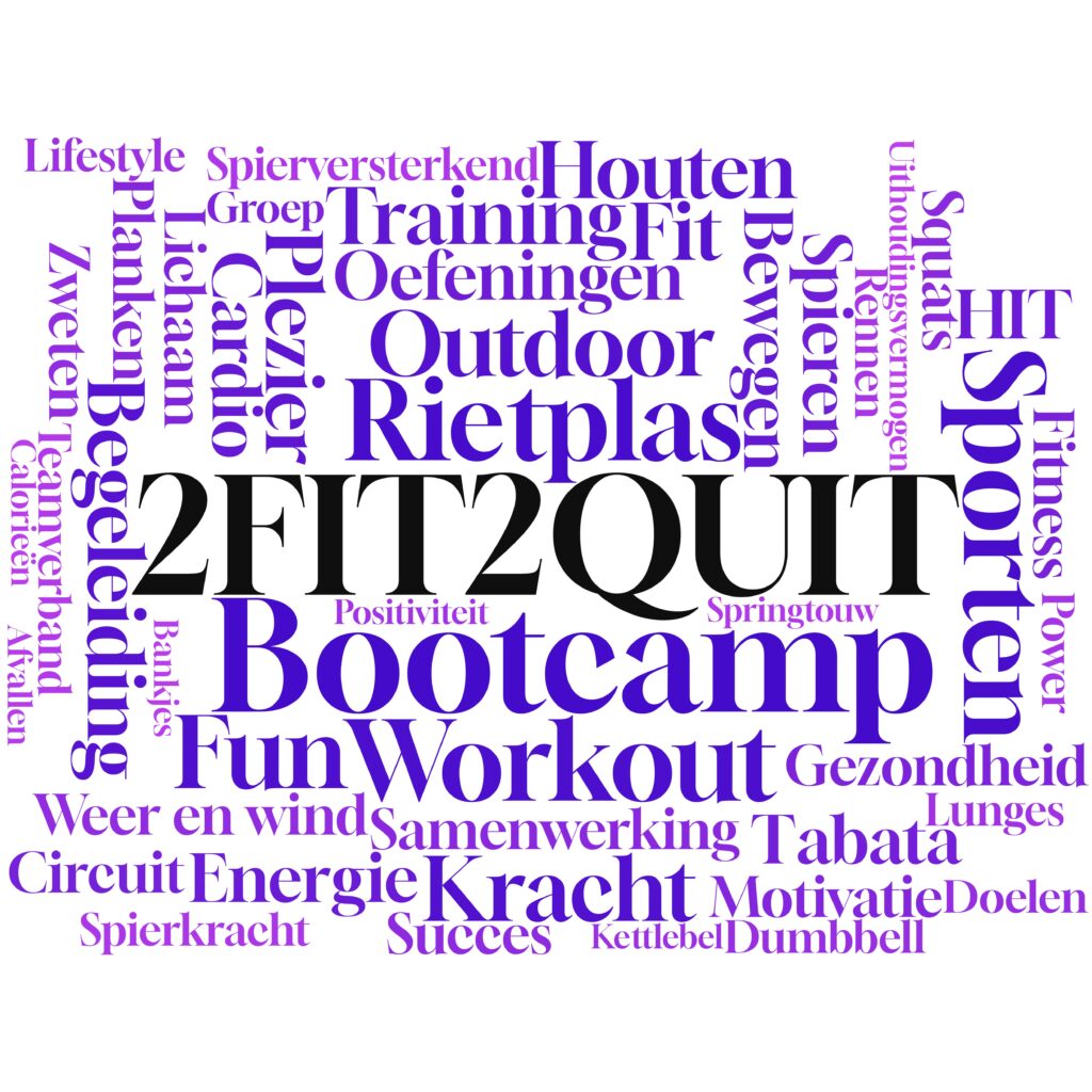 Wordcloud met elementen van 2Fit2Quit